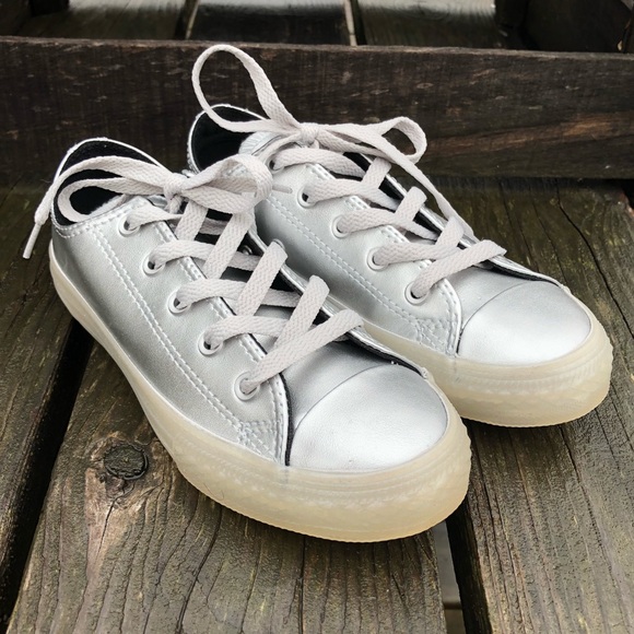 Converse Silver Metallic All-Star Sneakers SZ 2! NEW! - Picture 8 of 16